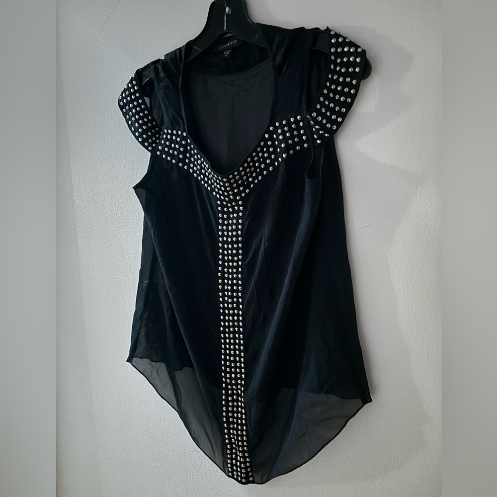 Rare Vintage Silk Studded Vintage Sheer Bebe Top